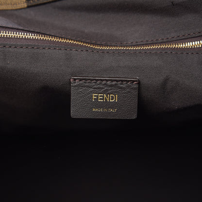 Fendi Fabric Jacquard Vitello Seta Plexiglass Pequin Gingham Large Fendi Sunshine Shopper Tote Tobacco Moro Black 6 of 11