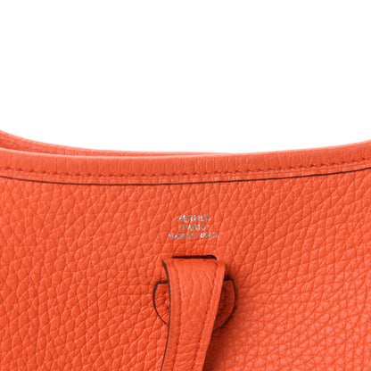 Hermes Taurillon Clemence Amazone Evelyne TPM Orange Poppy Bleu Saint Cyr 8 of 10