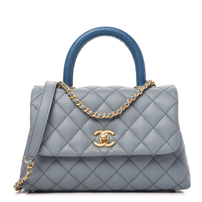 Chanel Caviar Lizard Quilted Mini Coco Handle Flap Light Blue 1 of 11