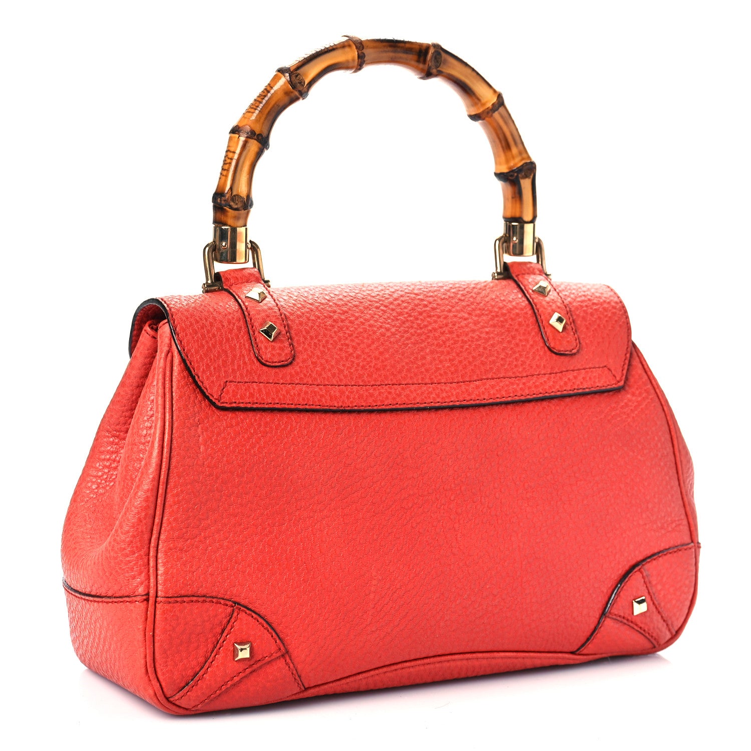 Gucci Calfskin Bamboo Top Handle Bag Orange 2 of 8