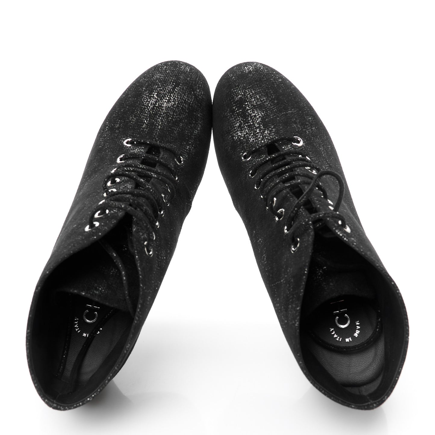 Metallic Suede Pearl Short Ankle Boots 39 Argent