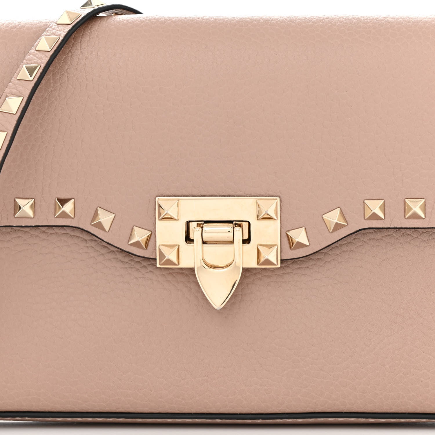 Valentino Garavani Pebbled Calfskin Medium Rockstud Flip Lock Crossbody Bag Poudre 7 of 10