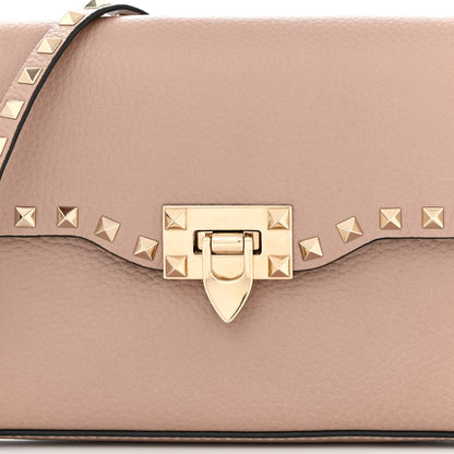 Valentino Garavani Pebbled Calfskin Medium Rockstud Flip Lock Crossbody Bag Poudre 7 of 10