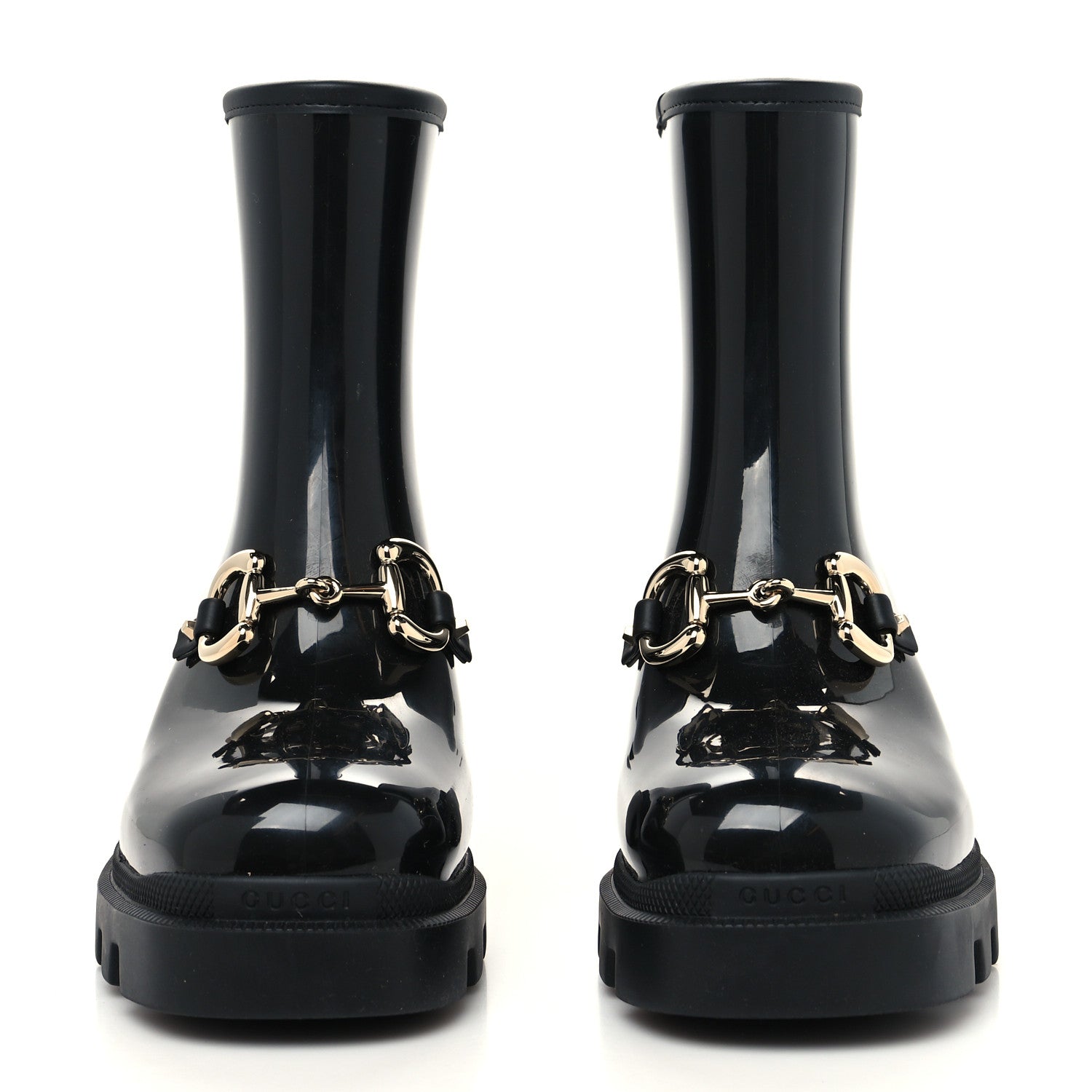 Gucci Rubber Womens Horsebit Ankle Boots 40 Black 2 of 7