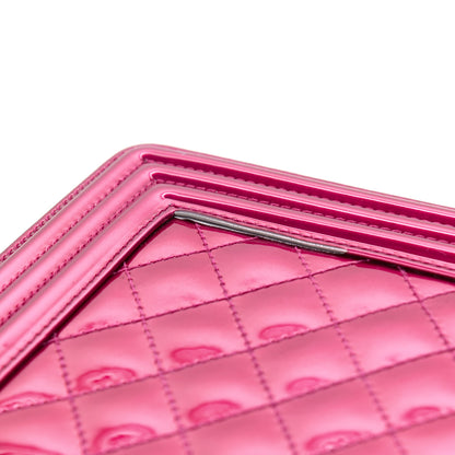 Chanel Metallic Patent Quilted New Medium Boy Flap Fuchsia 12 of 15