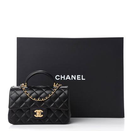 Chanel Lambskin Quilted Mini Top Handle Rectangular Flap Black 11 of 11