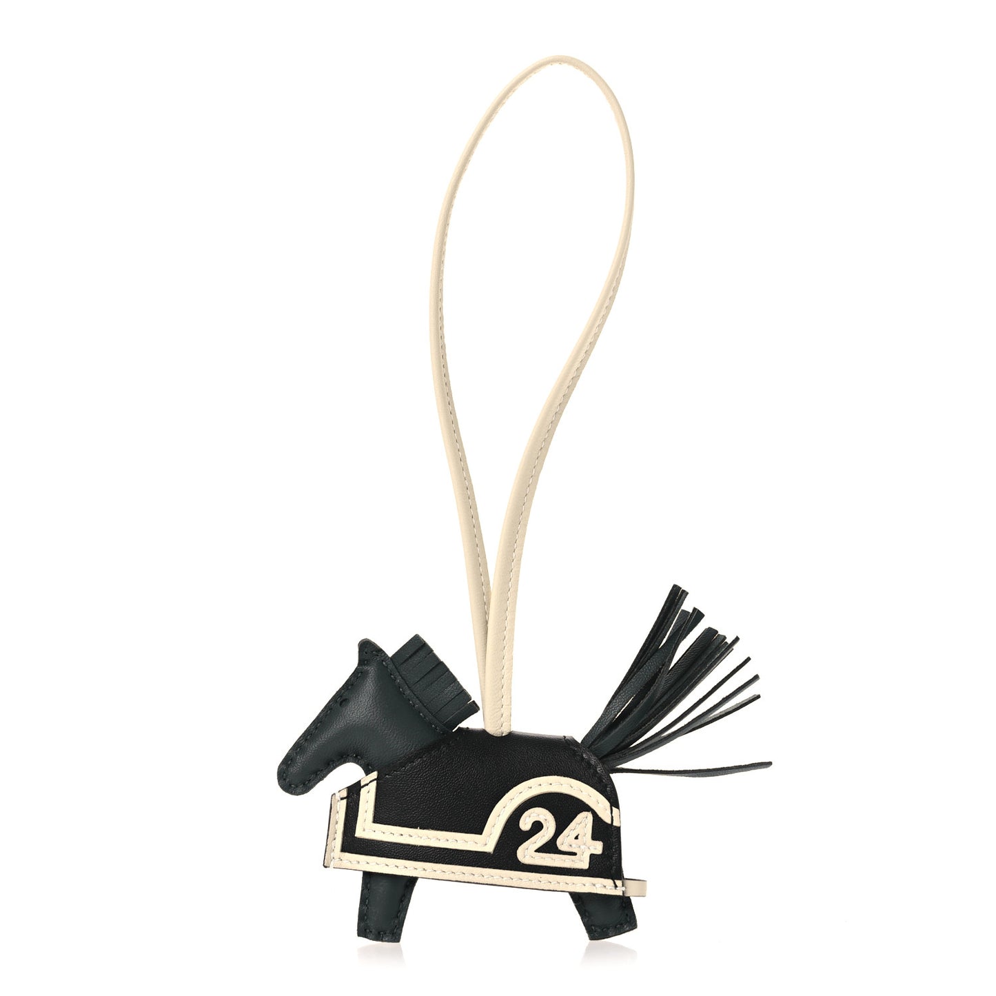 Milo Lambskin Grigri Rodeo Robeo 24 Bag Charm PM Vert Mangrove Black Craie