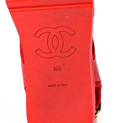 Chanel Goatskin Fabric Gladiator Sandals 36.5 Dark Red Light Pink 6 of 13