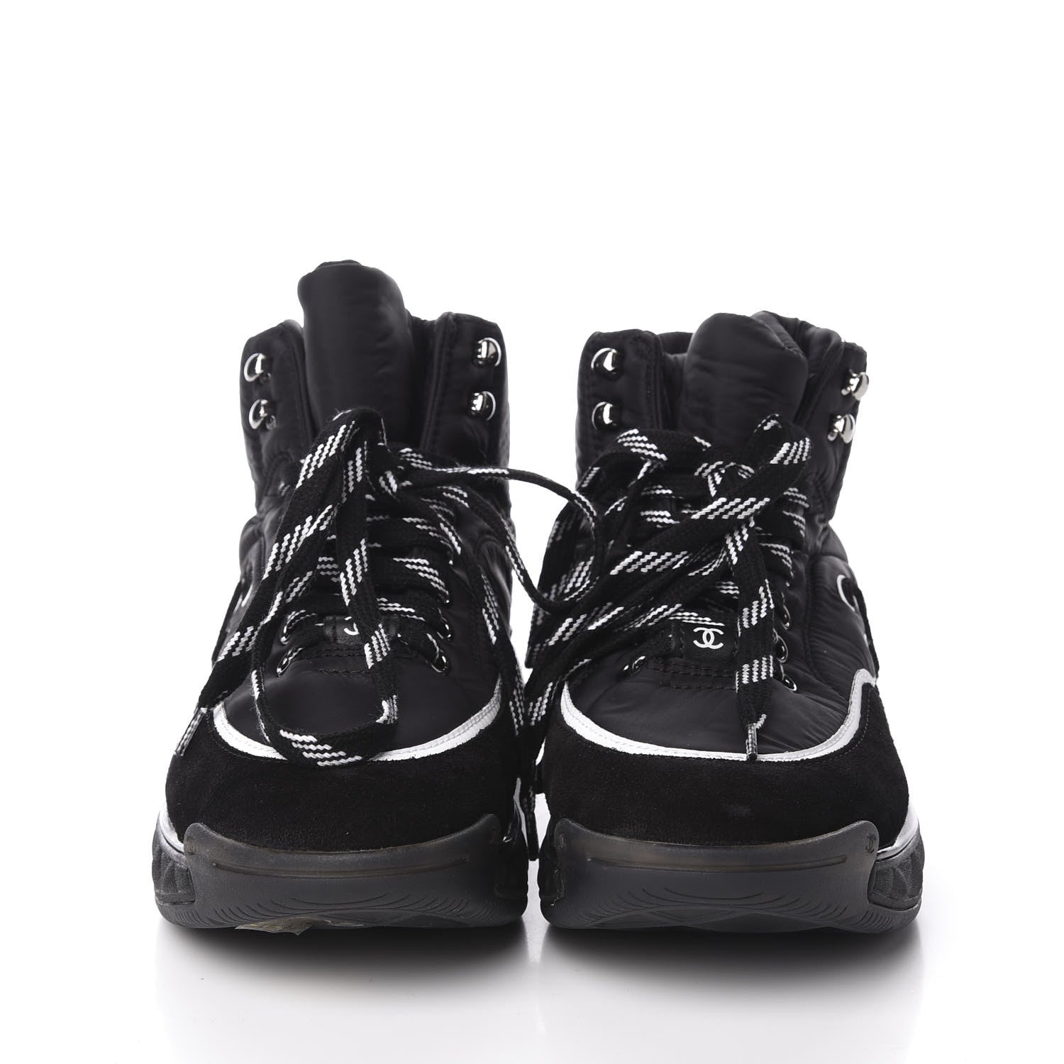 Chanel Fabric Suede Womens CC Sneakers 36.5 Black 3 of 10