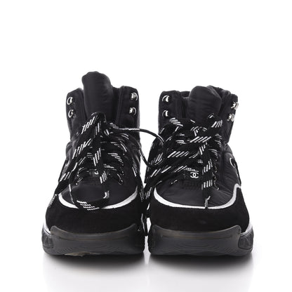 Chanel Fabric Suede Womens CC Sneakers 36.5 Black 3 of 10