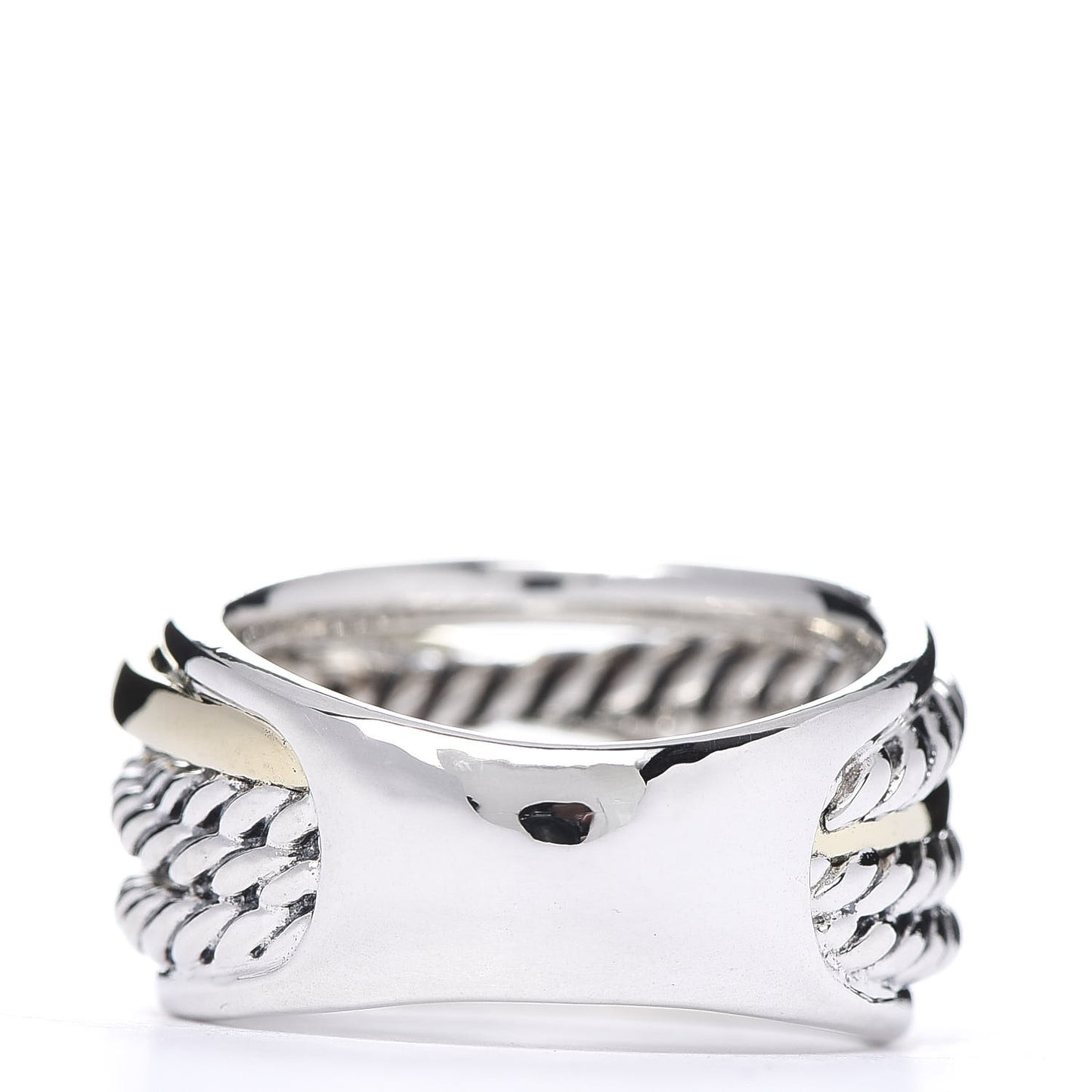 Sterling Silver 14K Yellow Gold Wide Crossover Ring 57 8