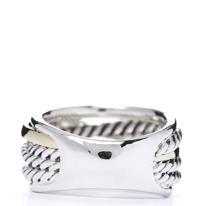David Yurman Sterling Silver 14K Yellow Gold Wide Crossover Ring 57 8 3 of 4