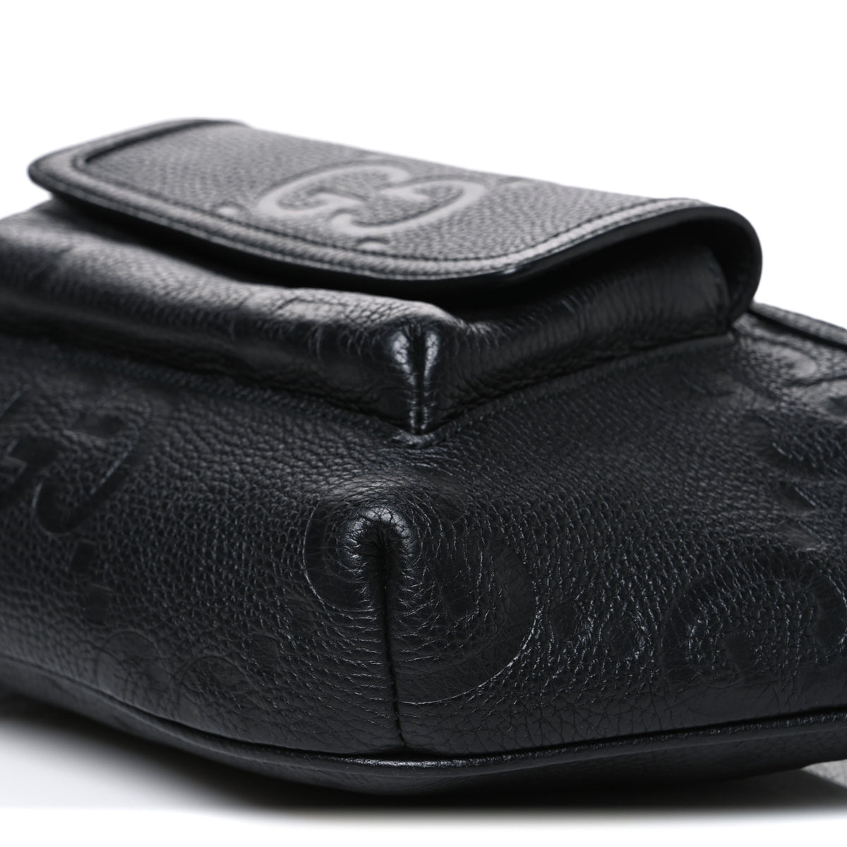 Gucci Calfskin GG Tennis Embossed Pocket Belt Bag Black 10 of 11