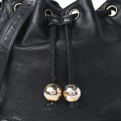 Chanel Lambskin Drawstring CC Shoulder Bag Black 9 of 10