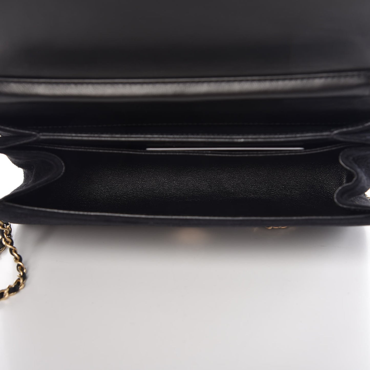 Suede Quilted Crystal Pearl CC Flap Black