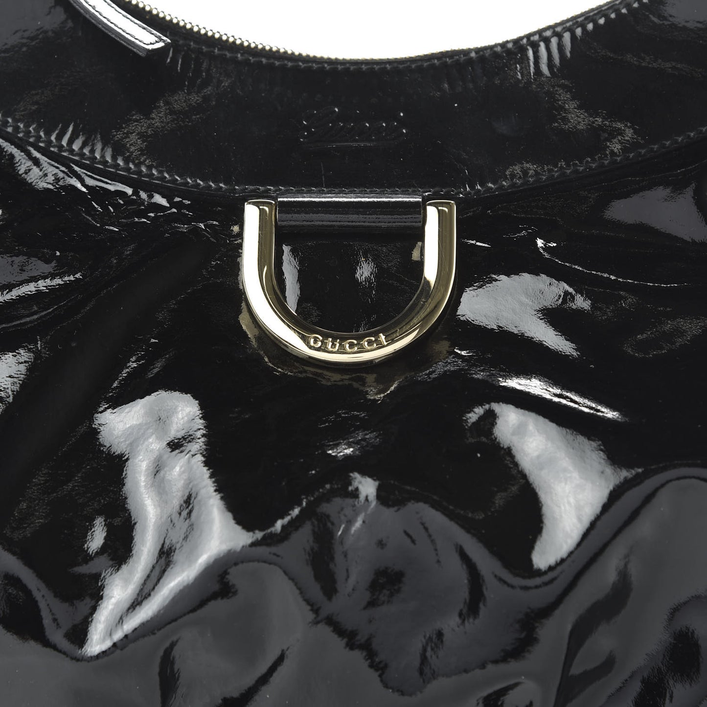 Patent Large D Ring Hobo Black