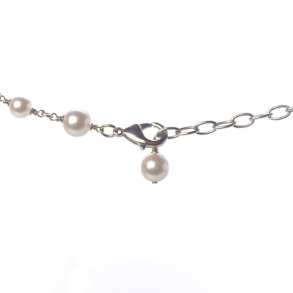Chanel Pearl Crystal Flower CC Long Necklace Golden Pearly White 7 of 7