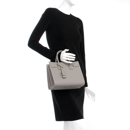 Saint Laurent Grained Calfskin Topstich Baby Sac De Jour Fog 3 of 7