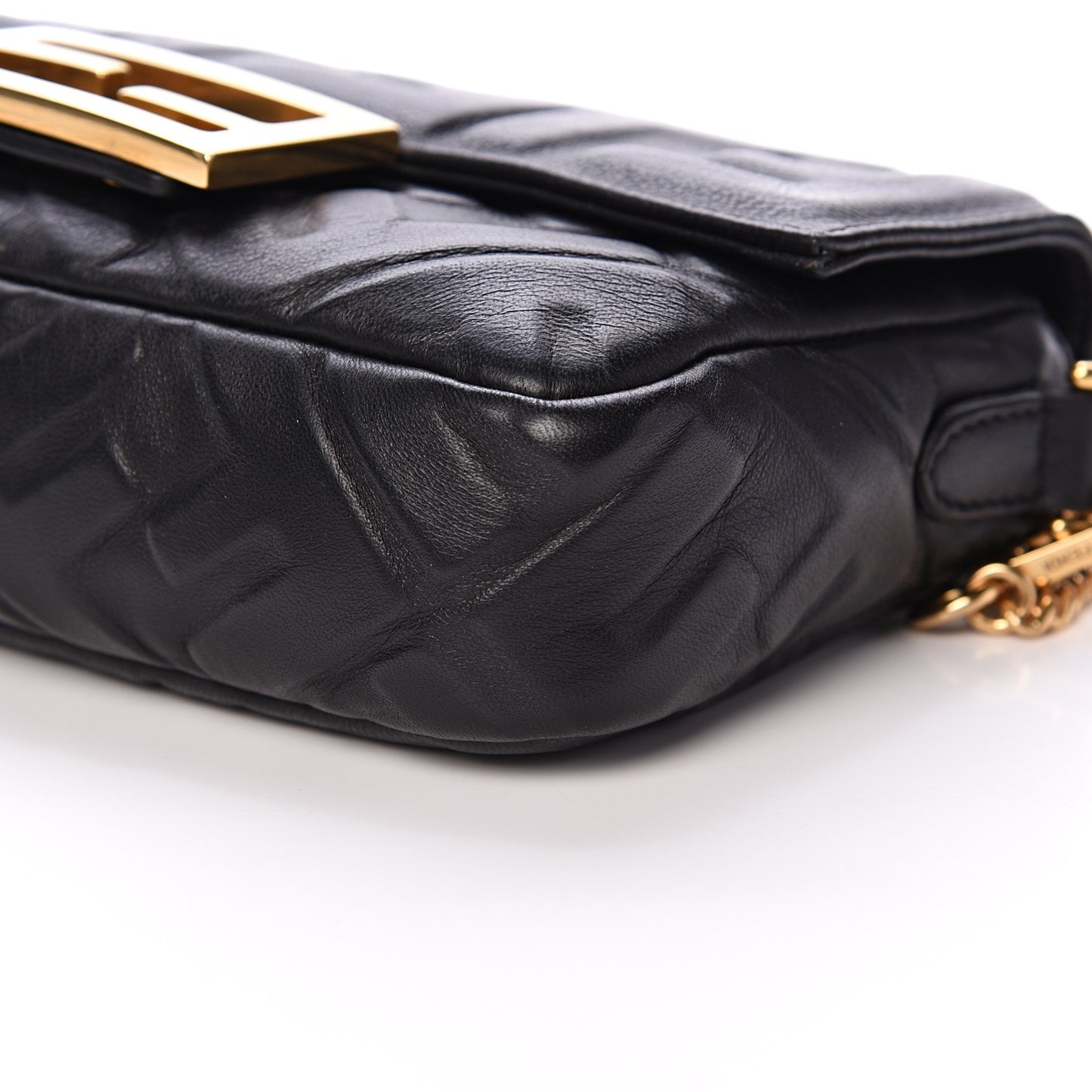 Nappa FF 1974 Embossed Mini Baguette Black