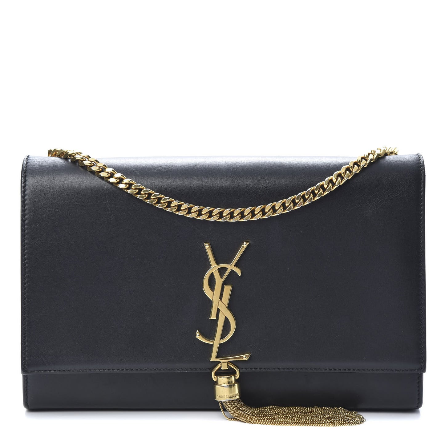 Smooth Calfskin Medium Classic Monogram Kate Tassel Satchel Black