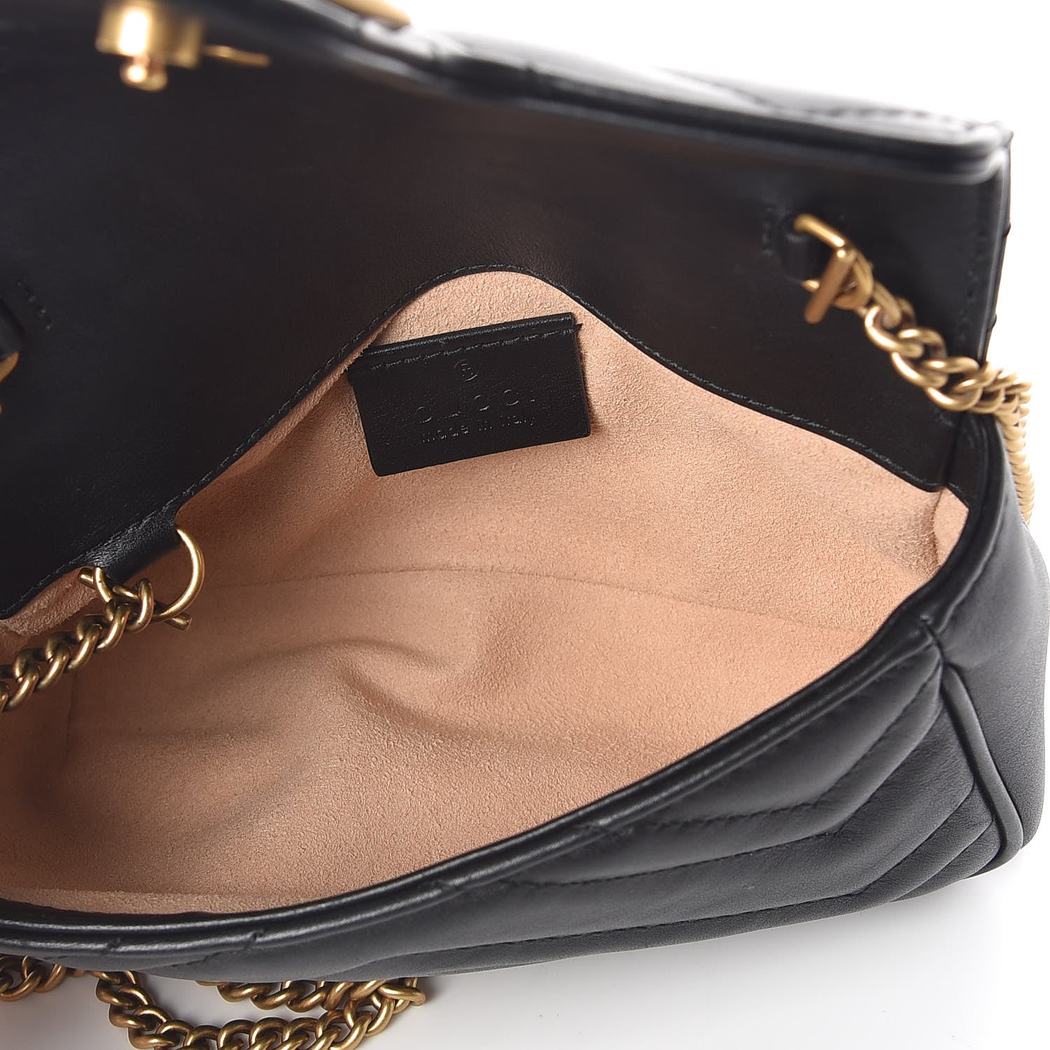 Gucci Calfskin Matelasse Super Mini GG Marmont Shoulder Bag Black 5 of 10