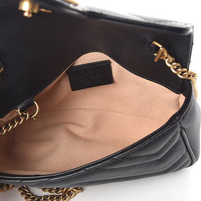 Gucci Calfskin Matelasse Super Mini GG Marmont Shoulder Bag Black 5 of 10