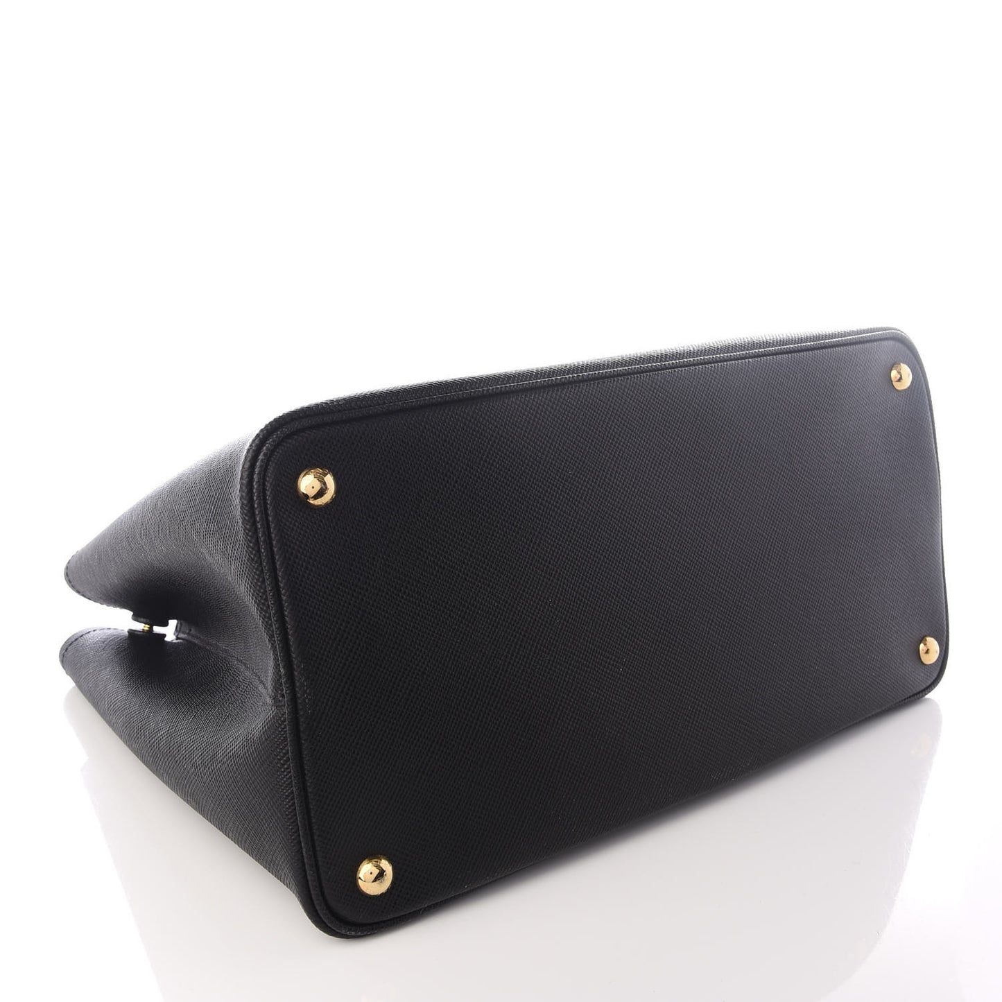 Saffiano Cuir Large Double Bag Black Fuoco