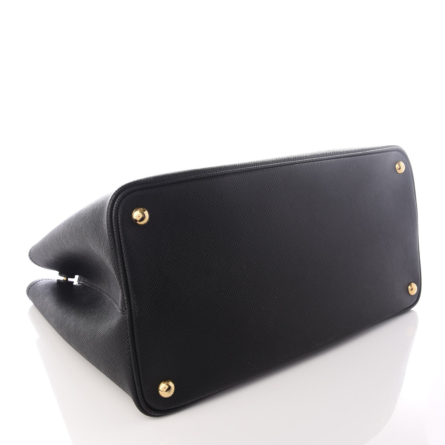 Prada Saffiano Cuir Large Double Bag Black Fuoco 3 of 8
