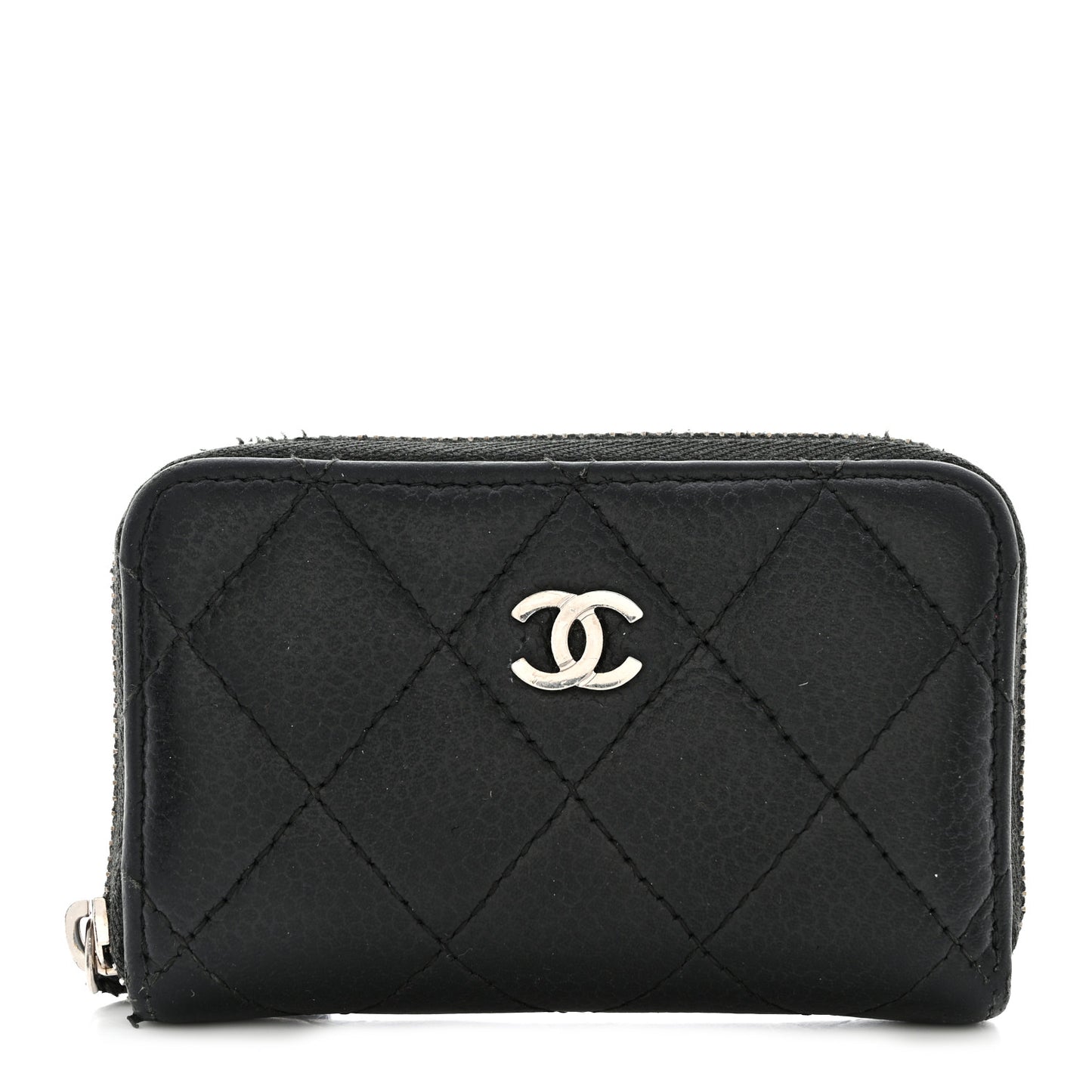 Caviar Quilted Zip Coin Purse Black