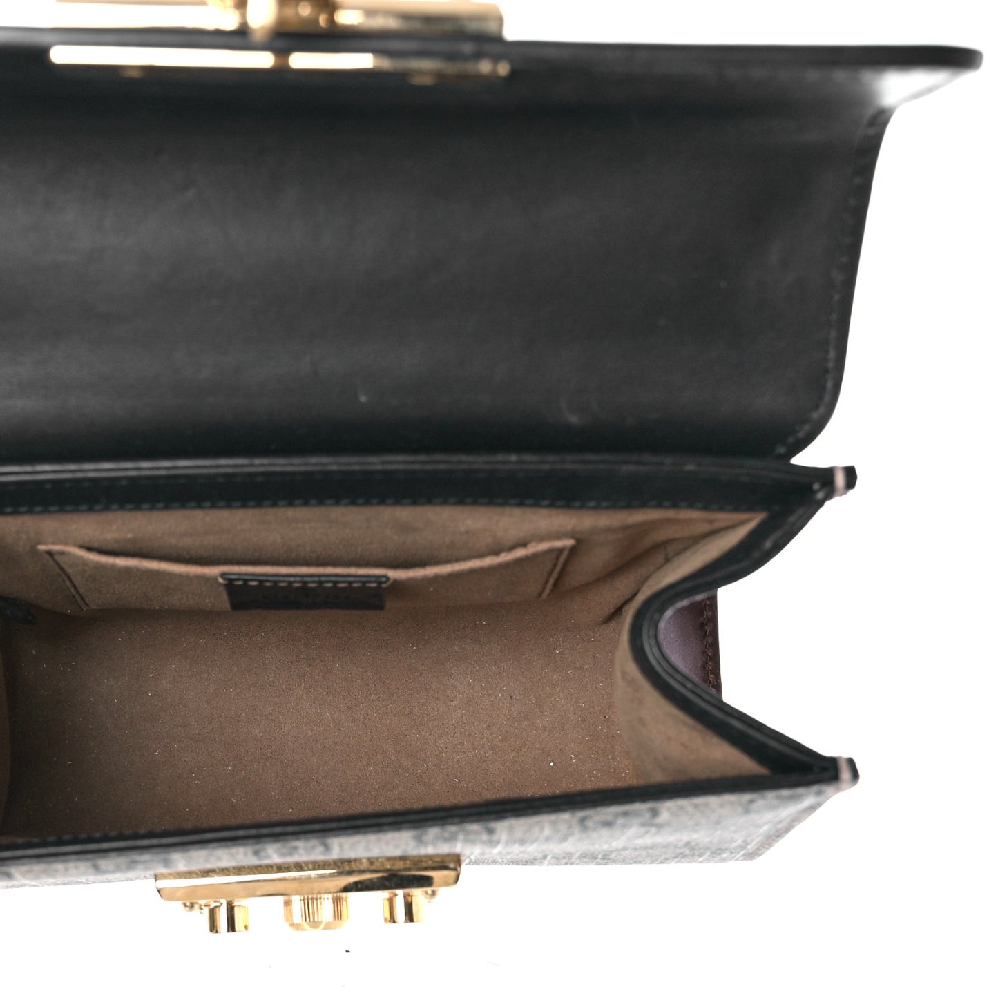 GG Supreme Monogram Calfskin Small Padlock Shoulder Bag Beige Black Cuir