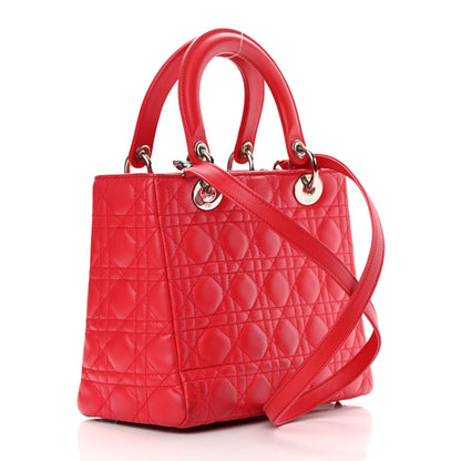 Christian Dior Lambskin Cannage Medium Lady Dior Red 2 of 12