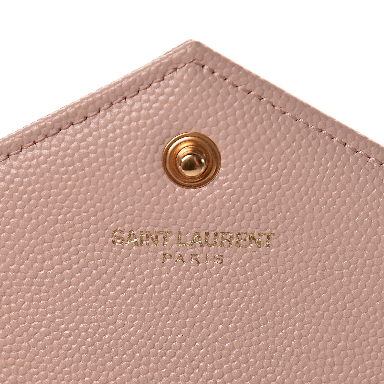 Saint Laurent Grain De Poudre Matelasse Chevron Monogram Chain Wallet Pale Blush 6 of 10