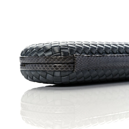 Bottega Veneta Satin Ayers Intreccio Impero Stretch Knot Clutch Grey 7 of 8
