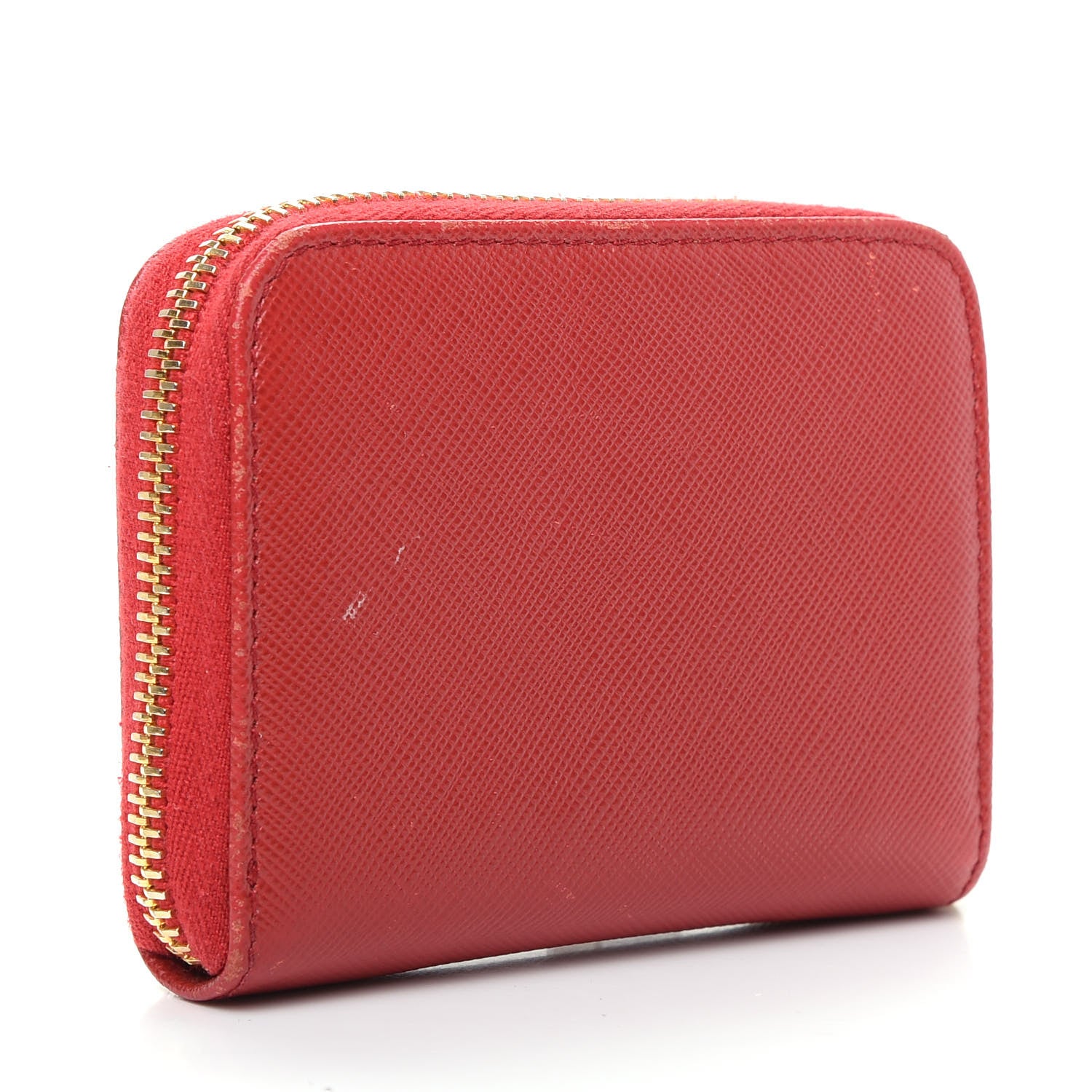Prada Saffiano Metal Zip Coin Purse Fuoco 3 of 12