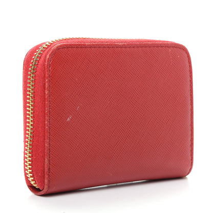 Prada Saffiano Metal Zip Coin Purse Fuoco 3 of 12