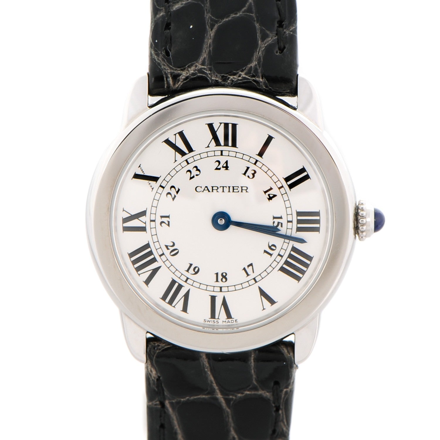 Cartier Stainless Steel Alligator 29mm Ronde Solo Quartz Watch 1 of 9