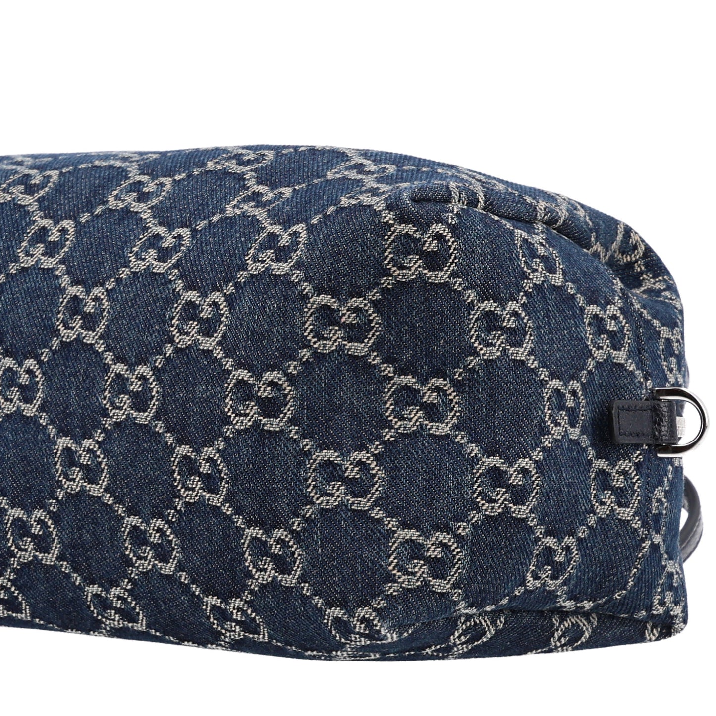 Washed Denim GG Monogram Mini Boston Bag Dark Blue