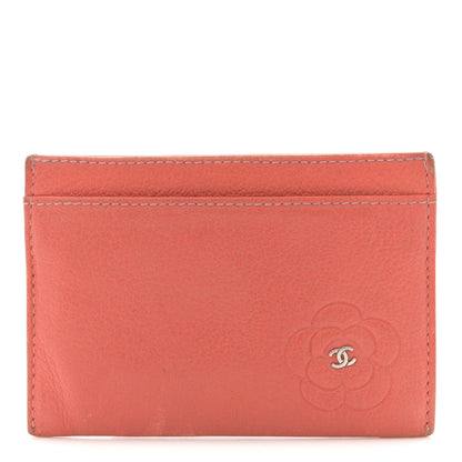 Chanel Goatskin Embossed Camellia Card Holder Coral 1 of 10
