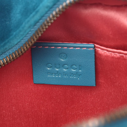 Gucci Velvet Matelasse Small GG Marmont Chain Shoulder Bag Pavone Cyan 6 of 11