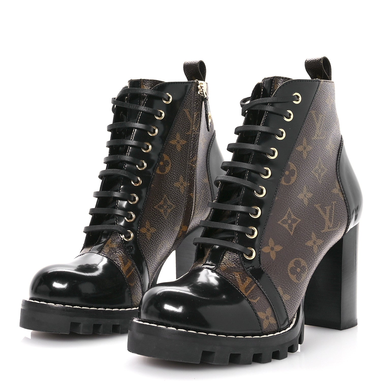 Louis Vuitton Patent Calfskin Monogram Star Trail Ankle Boots 40 Black 3 of 7