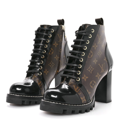Louis Vuitton Patent Calfskin Monogram Star Trail Ankle Boots 40 Black 3 of 7