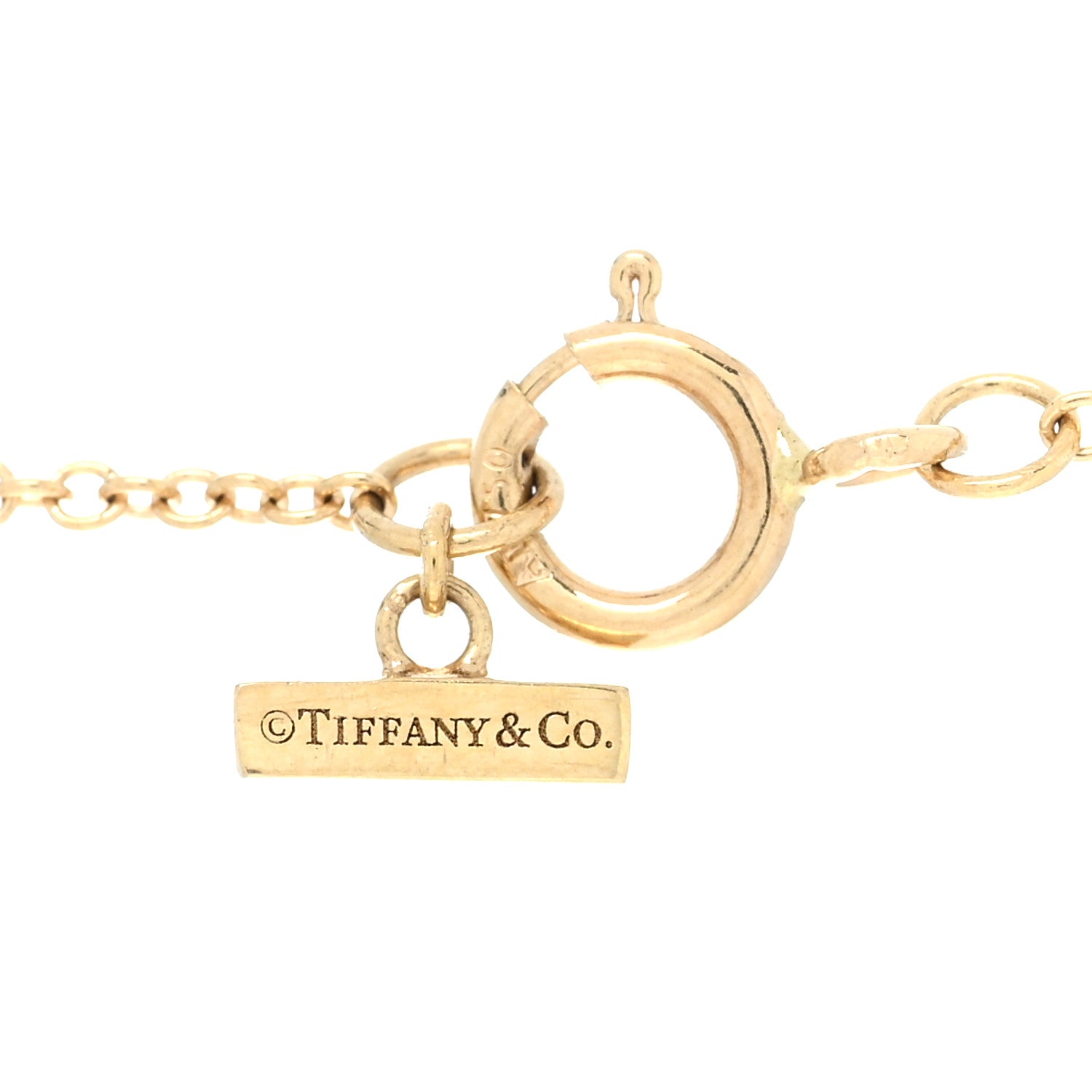 Tiffany 18K Yellow Gold Diamond Turquoise T Circle Pendant Necklace 4 of 5