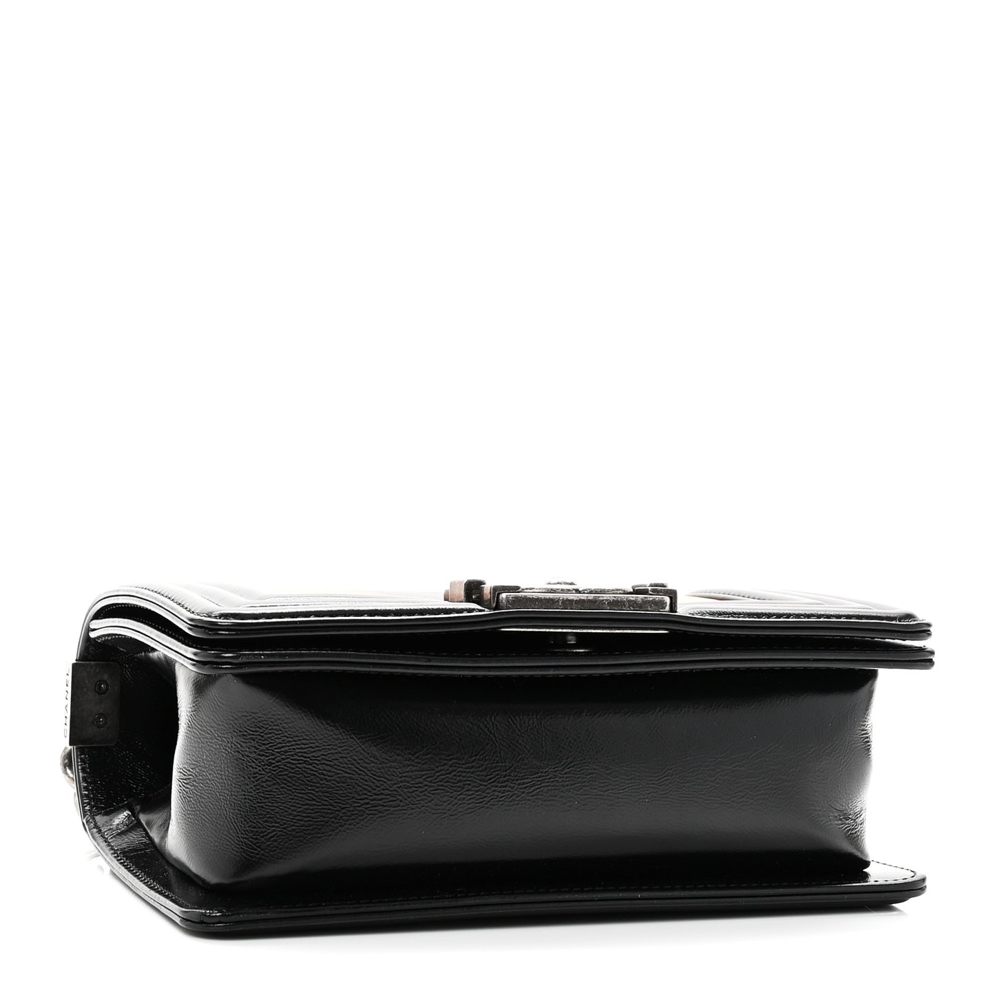 Metallic Glazed Calfskin Small Boy Flap Black Gold