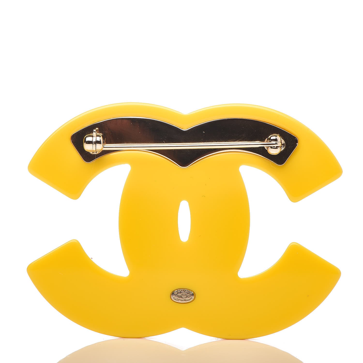 Chanel Resin Glitter Crystal CC Brooch Yellow Blue 3 of 5