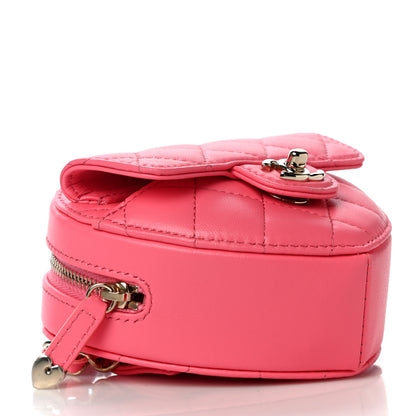 Chanel Lambskin Quilted CC In Love Heart Waist Belt Bag With Chain Pink 4 of 10