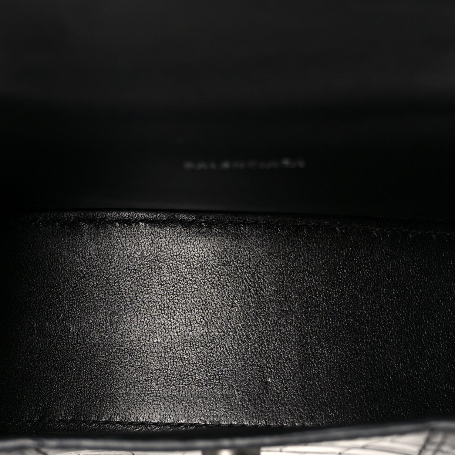 Balenciaga Shiny Calfskin Monochrome Crocodile Embossed Hourglass Top Handle Bag XS Black 5 of 11
