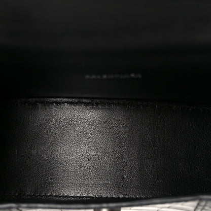 Balenciaga Shiny Calfskin Monochrome Crocodile Embossed Hourglass Top Handle Bag XS Black 5 of 11