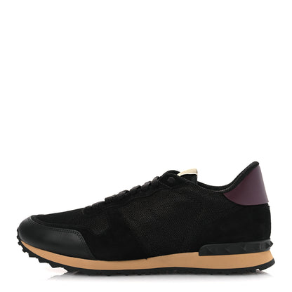 Valentino Garavani Mesh Fabric Suede Mens Rockrunner Sneakers 43.5 Black 1 of 11