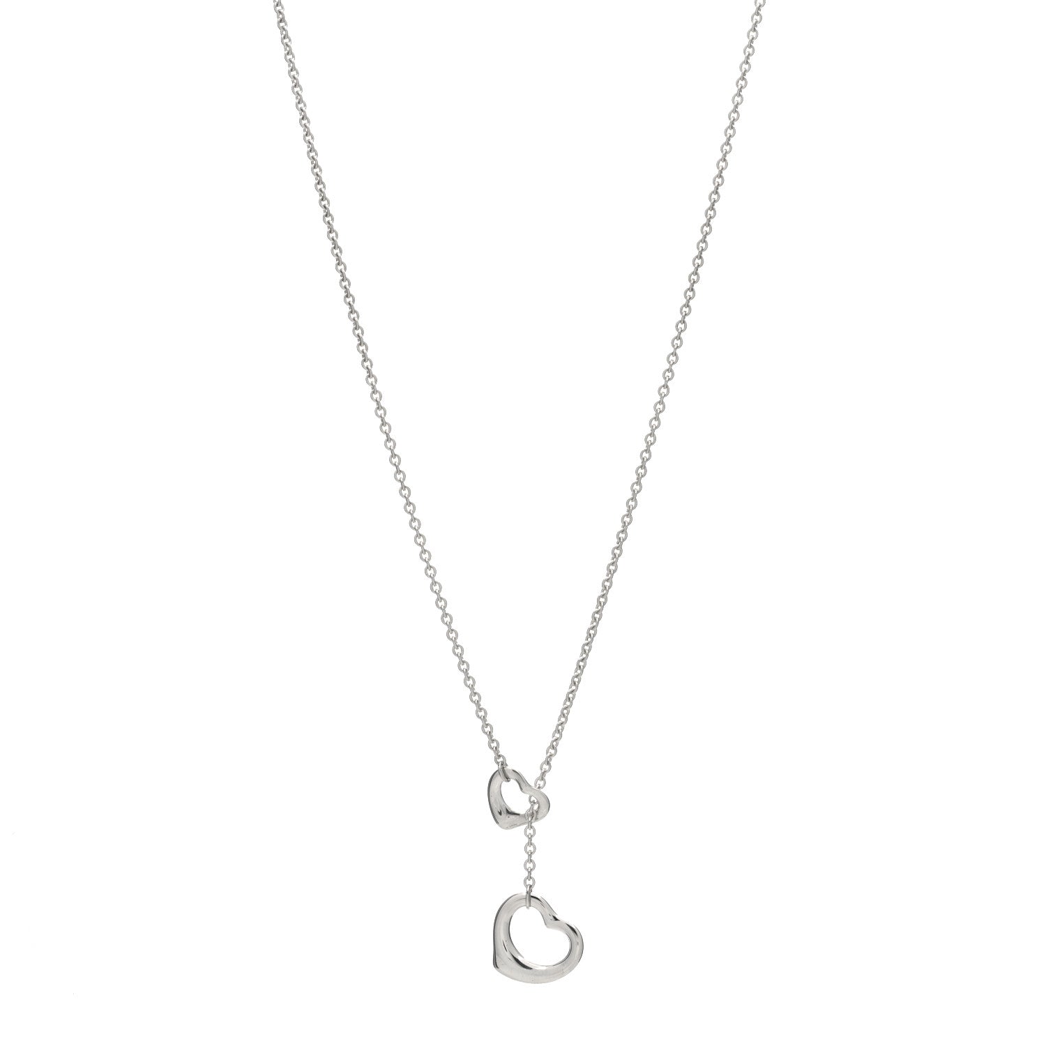 Tiffany Sterling Silver Elsa Peretti Open Heart Lariat Necklace 1 of 3