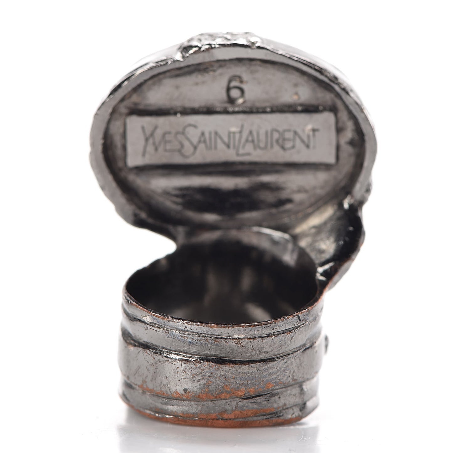 Glass Cabochon Gunmetal Arty Ovale Ring 6 Black